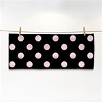 Polka Dots - Pale Pink on Black Hand Towel