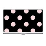 Polka Dots - Pale Pink on Black Business Card Holder