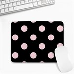 Polka Dots - Pale Pink on Black Small Mousepad