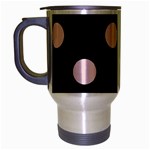 Polka Dots - Pale Pink on Black Travel Mug (Silver Gray)