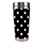 Polka Dots - Pale Pink on Black Stainless Steel Travel Tumbler