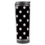 Polka Dots - Pale Pink on Black Travel Tumbler