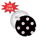 Polka Dots - Pale Pink on Black 1.75  Button (100 pack)