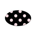 Polka Dots - Pale Pink on Black Sticker Oval (10 pack)