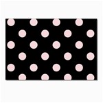 Polka Dots - Pale Pink on Black Postcard 4 x 6  (Pkg of 10)