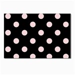 Polka Dots - Pale Pink on Black Postcards 5  x 7  (Pkg of 10)