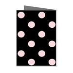Polka Dots - Pale Pink on Black Mini Greeting Cards (Pkg of 8)