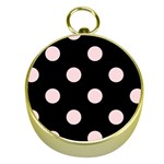 Polka Dots - Pale Pink on Black Gold Compass