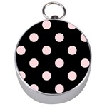 Polka Dots - Pale Pink on Black Silver Compass