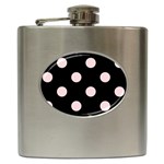 Polka Dots - Pale Pink on Black Hip Flask (6 oz)