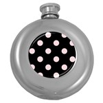 Polka Dots - Pale Pink on Black Hip Flask (5 oz)