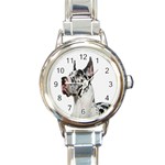 Harlequin Great Dane Round Italian Charm Watch