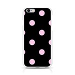 Polka Dots - Classic Rose Pink on Black Apple iPhone 6/6S Silicone Case (Transparent)