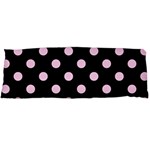 Polka Dots - Classic Rose Pink on Black Body Pillow Case (Dakimakura) (One Side)
