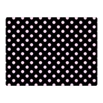 Polka Dots - Classic Rose Pink on Black Double Sided Flano Blanket (Mini)
