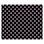 Polka Dots - Classic Rose Pink on Black Double Sided Flano Blanket (Small)