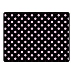 Polka Dots - Classic Rose Pink on Black Fleece Blanket (Small) (One Side)