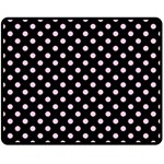 Polka Dots - Classic Rose Pink on Black Double Sided Fleece Blanket (Medium) (Two Sides)