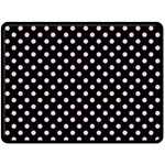 Polka Dots - Classic Rose Pink on Black Double Sided Fleece Blanket (Large) (Two Sides)