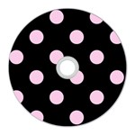 Polka Dots - Classic Rose Pink on Black CD Wall Clock