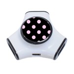 Polka Dots - Classic Rose Pink on Black Portable USB Hub (One Side)