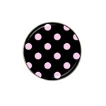 Polka Dots - Classic Rose Pink on Black Hat Clip Ball Marker