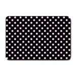 Polka Dots - Classic Rose Pink on Black Small Doormat