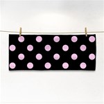 Polka Dots - Classic Rose Pink on Black Hand Towel