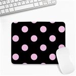 Polka Dots - Classic Rose Pink on Black Small Mousepad
