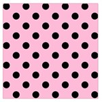 Polka Dots - Black on Cotton Candy Pink Large Satin Scarf (Square)