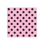 Polka Dots - Black on Cotton Candy Pink Satin Bandana Scarf