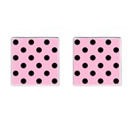 Polka Dots - Black on Cotton Candy Pink Cufflinks (Square)