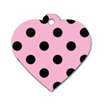 Polka Dots - Black on Cotton Candy Pink Dog Tag Heart (Two Sides)