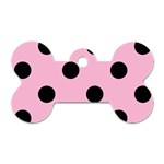 Polka Dots - Black on Cotton Candy Pink Dog Tag Bone (One Side)