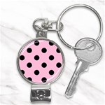 Polka Dots - Black on Cotton Candy Pink Nail Clippers Key Chain