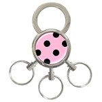 Polka Dots - Black on Cotton Candy Pink 3-Ring Key Chain