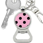 Polka Dots - Black on Cotton Candy Pink Bottle Opener Key Chain