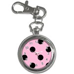 Polka Dots - Black on Cotton Candy Pink Key Chain Watch