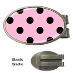 Polka Dots - Black on Cotton Candy Pink Money Clip (Oval)
