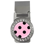 Polka Dots - Black on Cotton Candy Pink Money Clip (CZ)