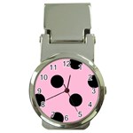 Polka Dots - Black on Cotton Candy Pink Money Clip Watch