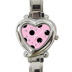 Polka Dots - Black on Cotton Candy Pink Heart Italian Charm Watch