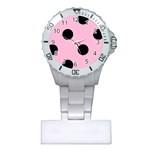 Polka Dots - Black on Cotton Candy Pink Nurses Watch