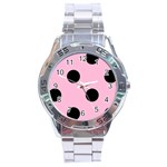 Polka Dots - Black on Cotton Candy Pink Stainless Steel Analogue Watch