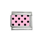 Polka Dots - Black on Cotton Candy Pink Italian Charm (9mm)
