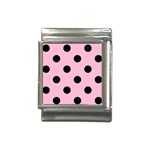 Polka Dots - Black on Cotton Candy Pink Italian Charm (13mm)