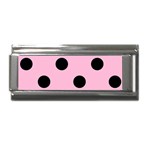 Polka Dots - Black on Cotton Candy Pink Superlink Italian Charm (9mm)