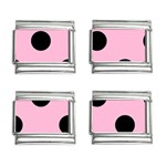 Polka Dots - Black on Cotton Candy Pink 9mm Italian Charm (4 pack)