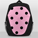 Polka Dots - Black on Cotton Candy Pink Backpack Bag