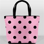 Polka Dots - Black on Cotton Candy Pink Bucket Bag